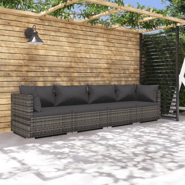 4-Delige Loungeset Met Kussens Poly Rattan - Afbeelding 14