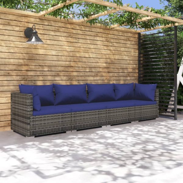 4-Delige Loungeset Met Kussens Poly Rattan - Afbeelding 15