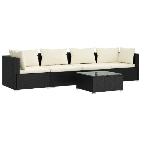 5-Delige Loungeset Met Kussens Poly Rattan - Afbeelding 2