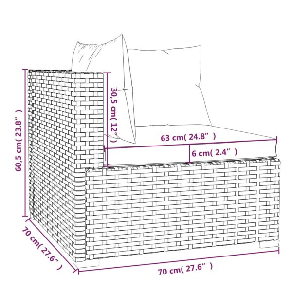 5-Delige Loungeset Met Kussens Poly Rattan - Afbeelding 11