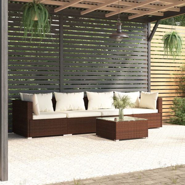 5-Delige Loungeset Met Kussens Poly Rattan - Afbeelding 13