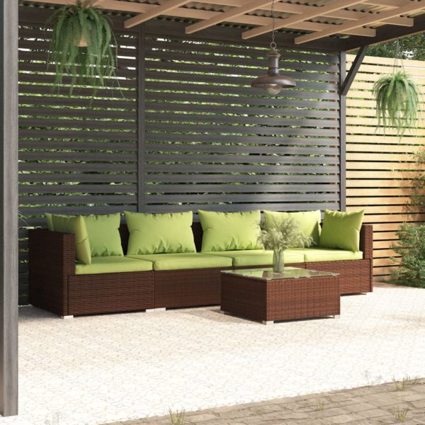 5-Delige Loungeset Met Kussens Poly Rattan - Afbeelding 15