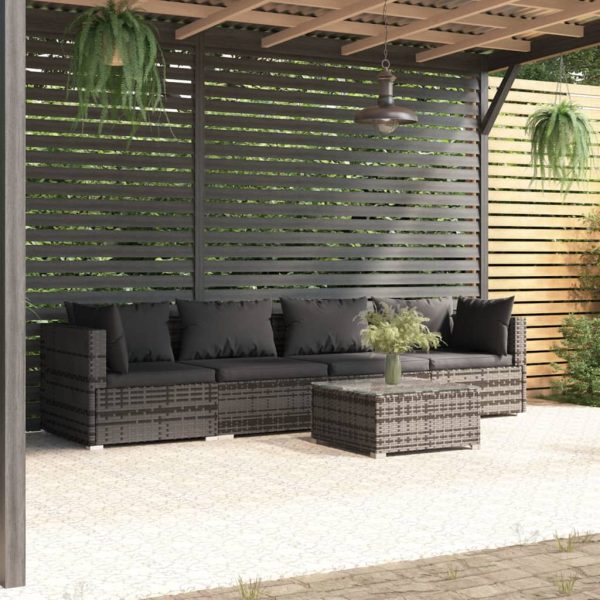 5-Delige Loungeset Met Kussens Poly Rattan - Afbeelding 16