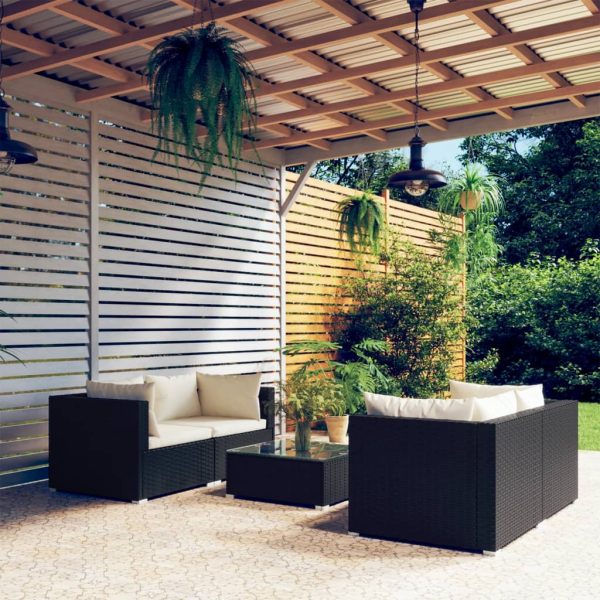 5-Delige Loungeset Met Kussens Poly Rattan