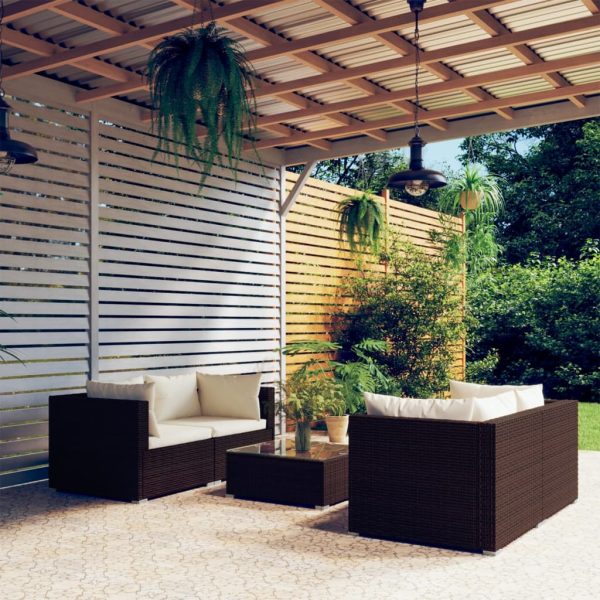 5-Delige Loungeset Met Kussens Poly Rattan - Afbeelding 10