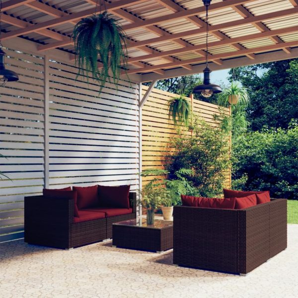 5-Delige Loungeset Met Kussens Poly Rattan - Afbeelding 11