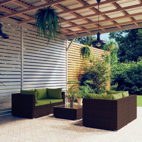 5-Delige Loungeset Met Kussens Poly Rattan - Afbeelding 12