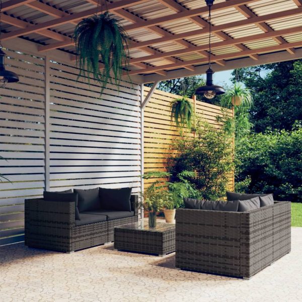 5-Delige Loungeset Met Kussens Poly Rattan - Afbeelding 13