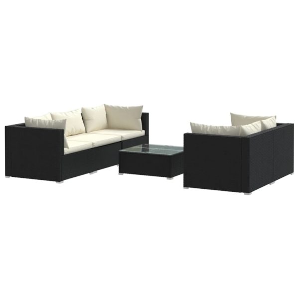 6-Delige Loungeset Met Kussens Poly Rattan - Afbeelding 2