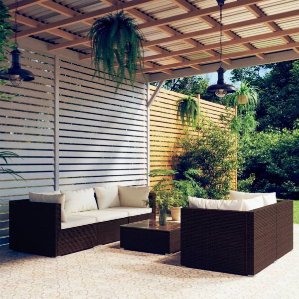 6-Delige Loungeset Met Kussens Poly Rattan - Afbeelding 13