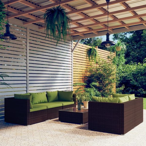 6-Delige Loungeset Met Kussens Poly Rattan - Afbeelding 15