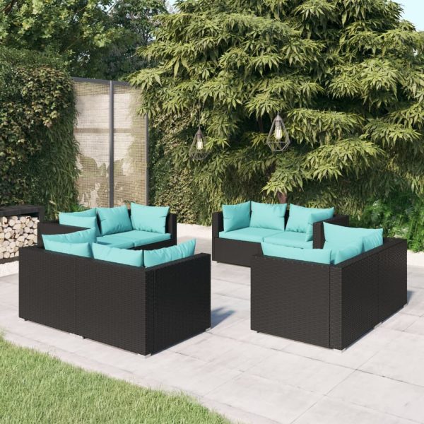 8-Delige Loungeset Met Kussens Poly Rattan - Afbeelding 8