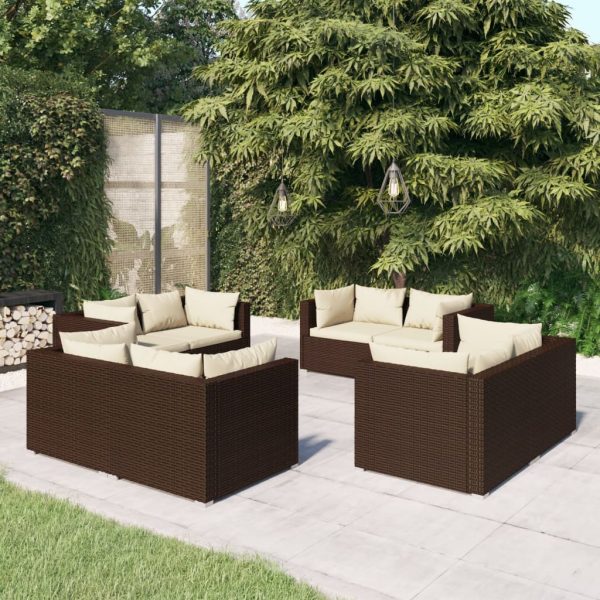 8-Delige Loungeset Met Kussens Poly Rattan - Afbeelding 9