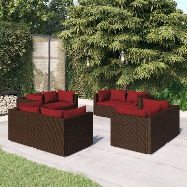 8-Delige Loungeset Met Kussens Poly Rattan - Afbeelding 10