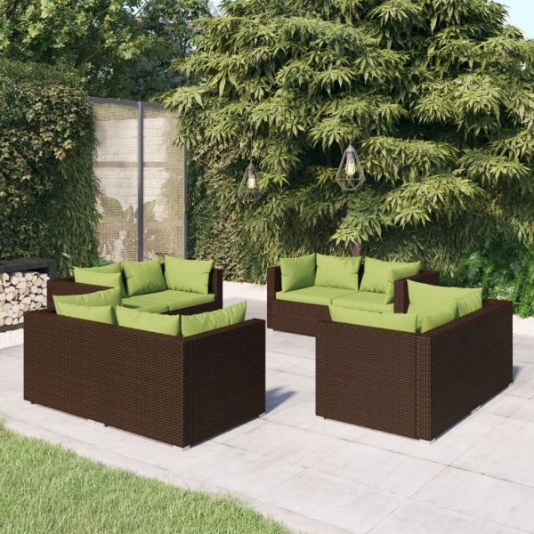 8-Delige Loungeset Met Kussens Poly Rattan - Afbeelding 11