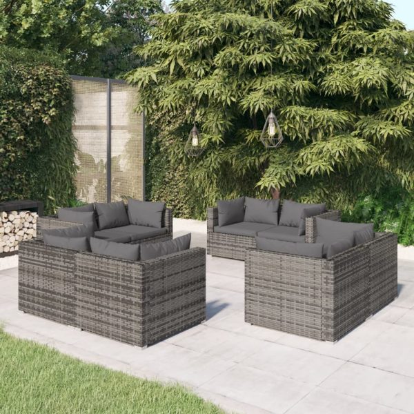 8-Delige Loungeset Met Kussens Poly Rattan - Afbeelding 12