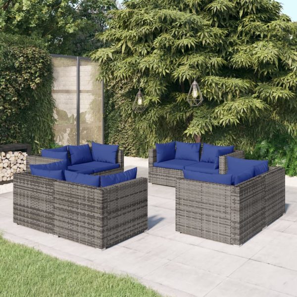 8-Delige Loungeset Met Kussens Poly Rattan - Afbeelding 13