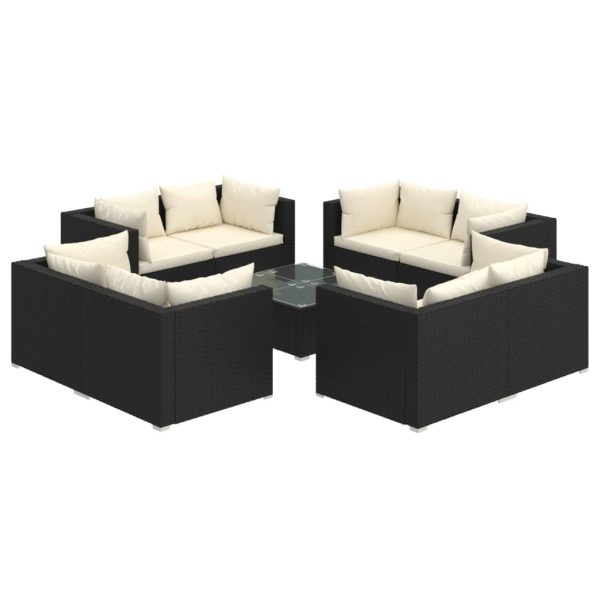 9-Delige Loungeset Met Kussens Poly Rattan - Afbeelding 2