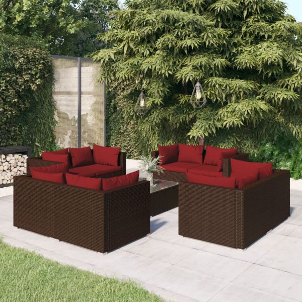 9-Delige Loungeset Met Kussens Poly Rattan - Afbeelding 11