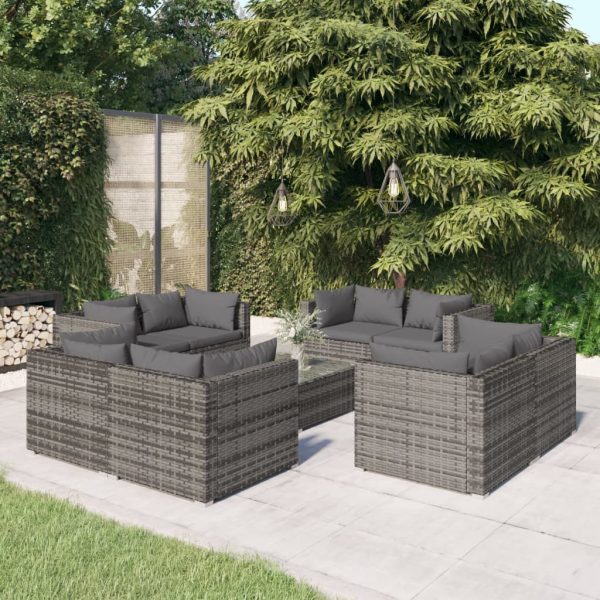 9-Delige Loungeset Met Kussens Poly Rattan - Afbeelding 13