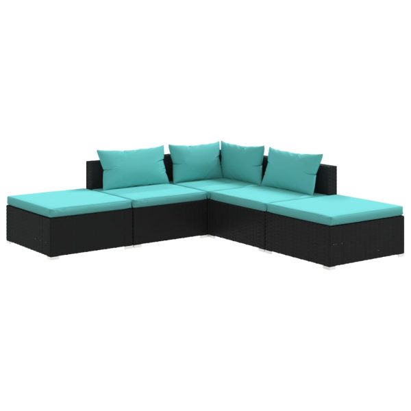 5-Delige Loungeset Met Kussens Poly Rattan - Afbeelding 2