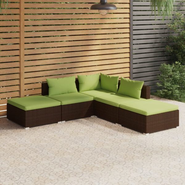 5-Delige Loungeset Met Kussens Poly Rattan - Afbeelding 11