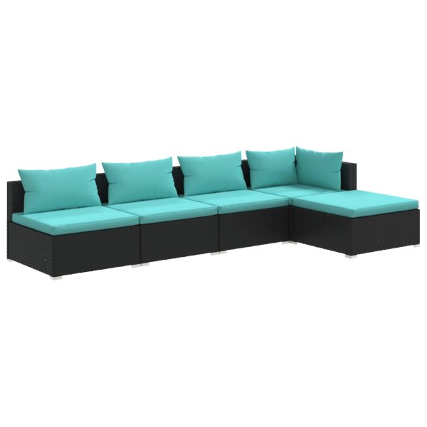 5-Delige Loungeset Met Kussens Poly Rattan - Afbeelding 2