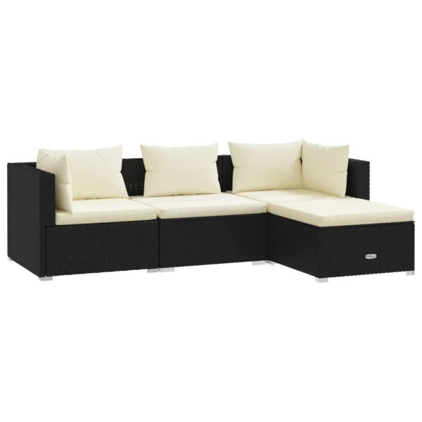 4-Delige Loungeset Met Kussens Poly Rattan - Afbeelding 2