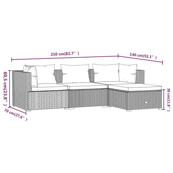 4-Delige Loungeset Met Kussens Poly Rattan - Afbeelding 6