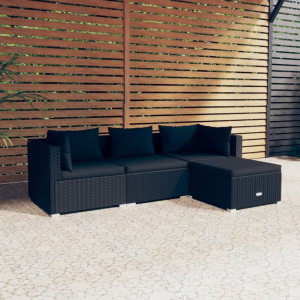 4-Delige Loungeset Met Kussens Poly Rattan - Afbeelding 10