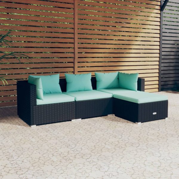 4-Delige Loungeset Met Kussens Poly Rattan - Afbeelding 11