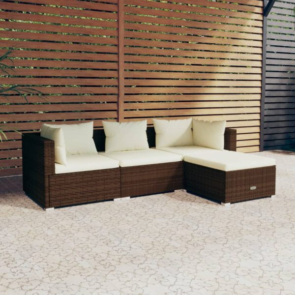 4-Delige Loungeset Met Kussens Poly Rattan - Afbeelding 12