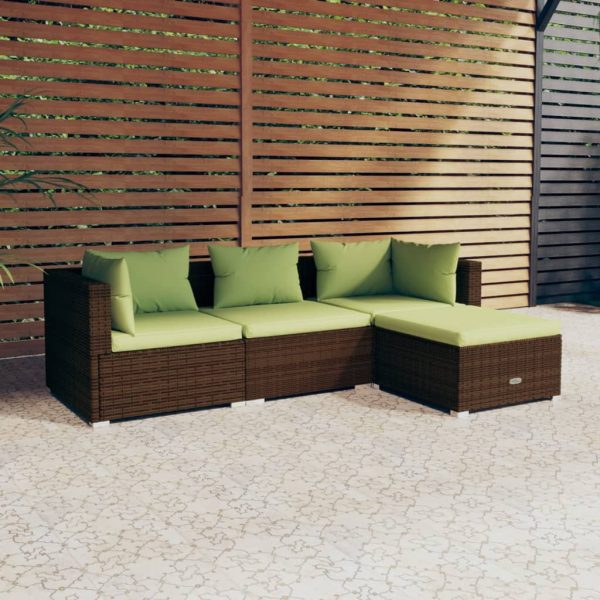 4-Delige Loungeset Met Kussens Poly Rattan - Afbeelding 13