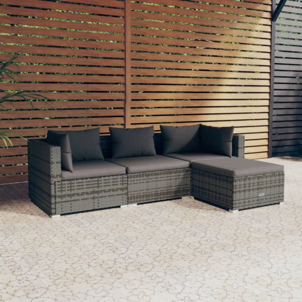 4-Delige Loungeset Met Kussens Poly Rattan - Afbeelding 14