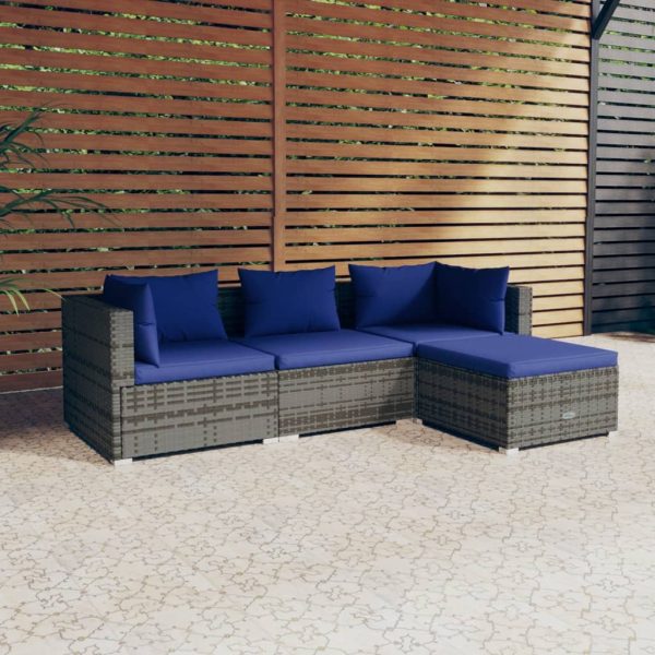 4-Delige Loungeset Met Kussens Poly Rattan - Afbeelding 15