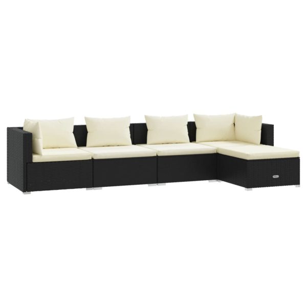 5-Delige Loungeset Met Kussens Poly Rattan - Afbeelding 2