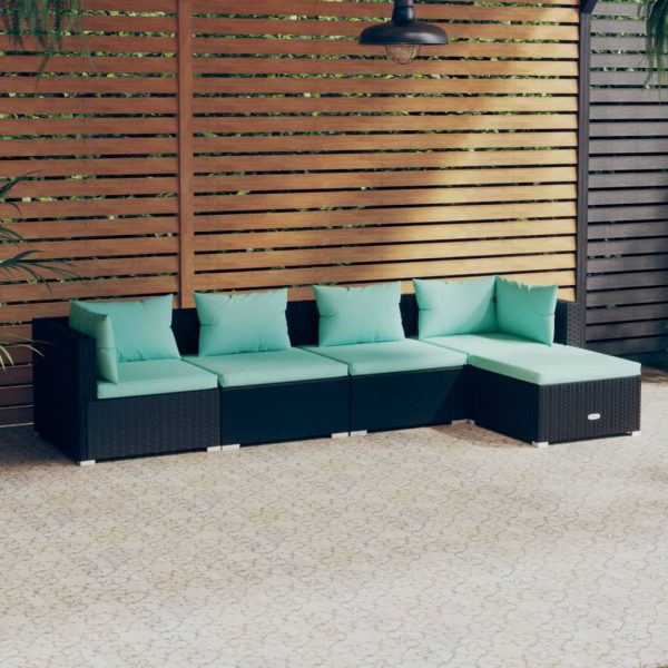 5-Delige Loungeset Met Kussens Poly Rattan - Afbeelding 11