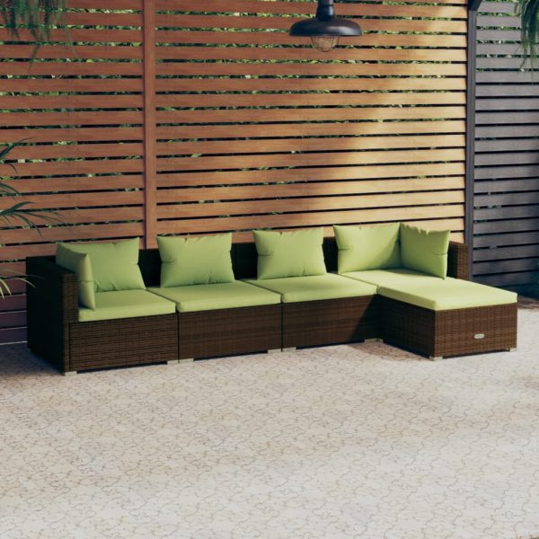 5-Delige Loungeset Met Kussens Poly Rattan - Afbeelding 13