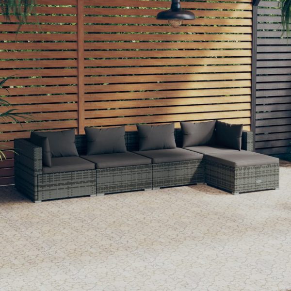 5-Delige Loungeset Met Kussens Poly Rattan - Afbeelding 14