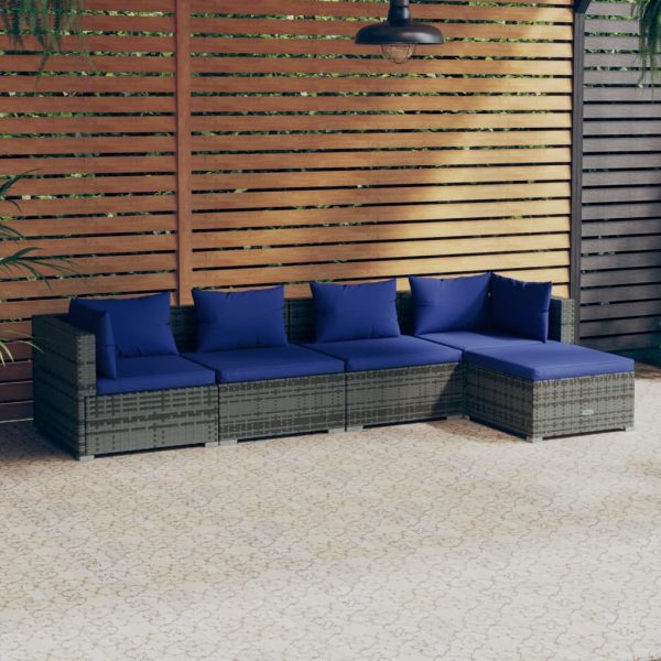 5-Delige Loungeset Met Kussens Poly Rattan - Afbeelding 15