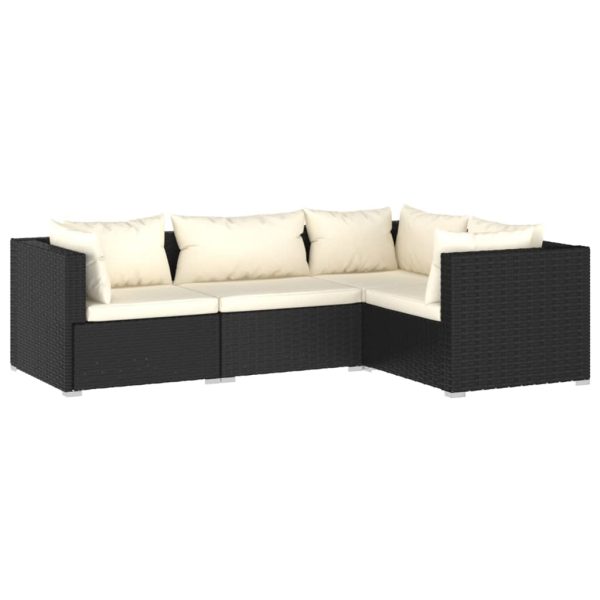 4-Delige Loungeset Met Kussens Poly Rattan - Afbeelding 2