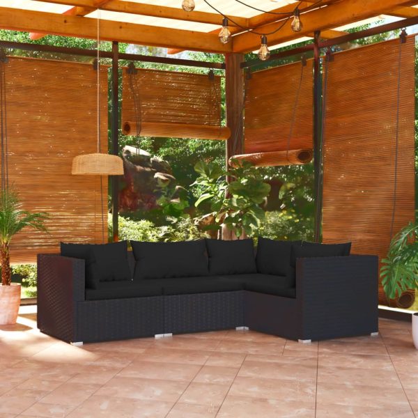 4-Delige Loungeset Met Kussens Poly Rattan - Afbeelding 8