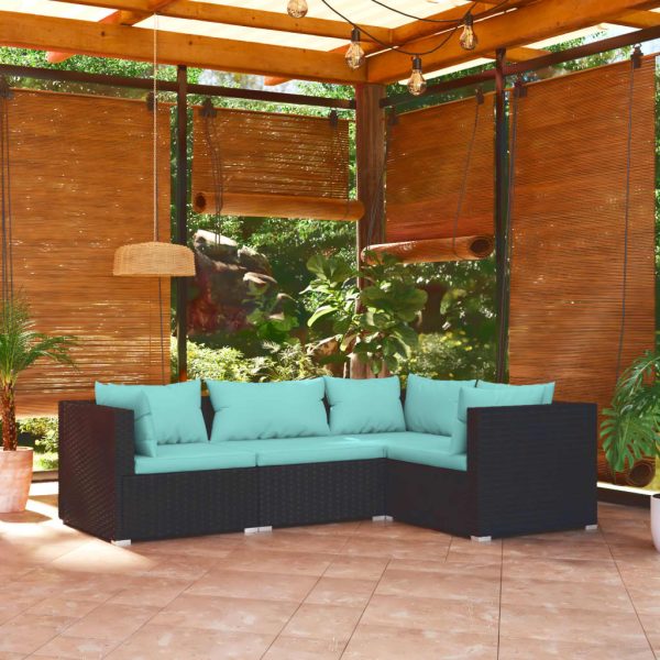 4-Delige Loungeset Met Kussens Poly Rattan - Afbeelding 9