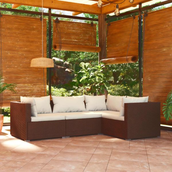 4-Delige Loungeset Met Kussens Poly Rattan - Afbeelding 10