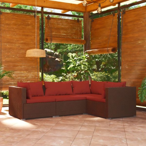 4-Delige Loungeset Met Kussens Poly Rattan - Afbeelding 11