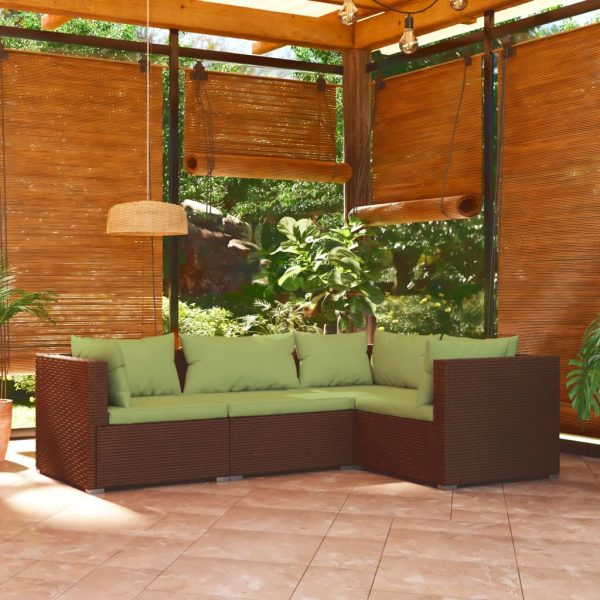 4-Delige Loungeset Met Kussens Poly Rattan - Afbeelding 12