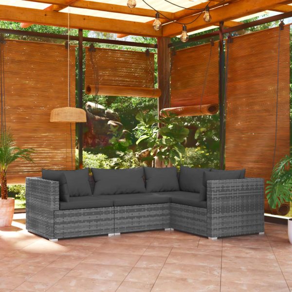 4-Delige Loungeset Met Kussens Poly Rattan - Afbeelding 13