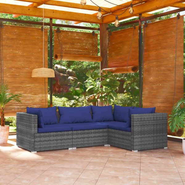 4-Delige Loungeset Met Kussens Poly Rattan - Afbeelding 14