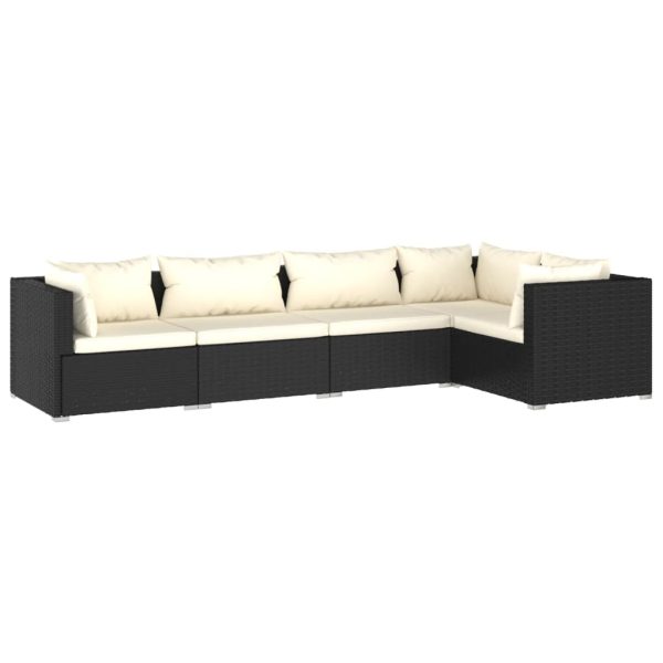 5-Delige Loungeset Met Kussens Poly Rattan - Afbeelding 2