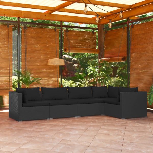 5-Delige Loungeset Met Kussens Poly Rattan - Afbeelding 8